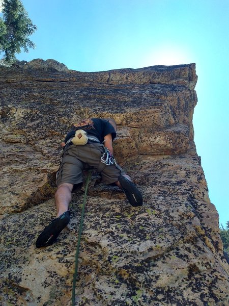Chuck starting up Rite of Spring (5.11a), Angeles National Forest