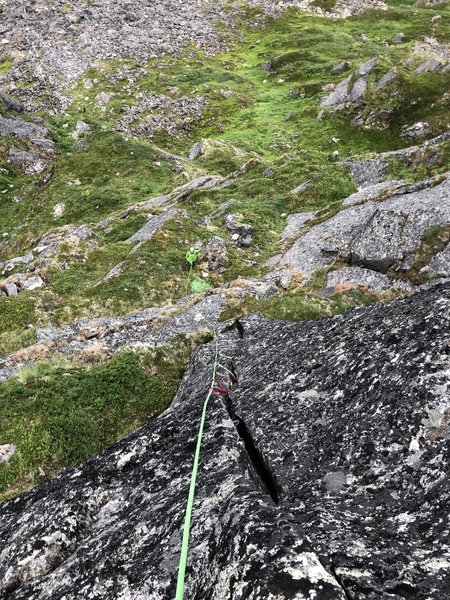 Looking down the pitch. Such a sweet, sweet climb.