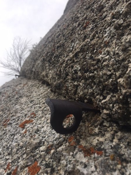 The pins of the final crux (pitch 6 above the chickenhead)