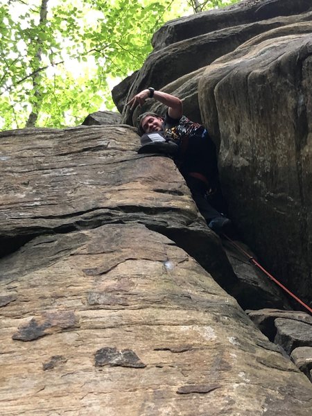 Starting the corkscrew onto the face, I found this to be the crux.