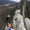Looking north from the South Peak summit at the Pleasant Overhangs rappel -- 2 60m ropes required!
