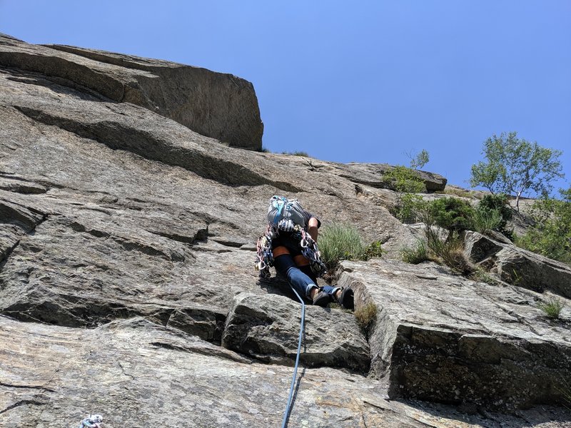Ronda starting the last pitch of Pesce D'Aprile from the rap anchor.