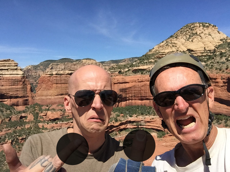 Demonstrating our disgust at the hideous golf course that's planted in the middle of this beautiful natural setting.