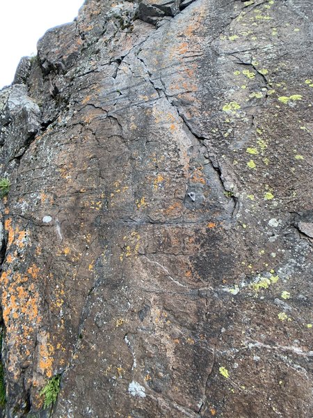Crux at the last bolt above the ledge.