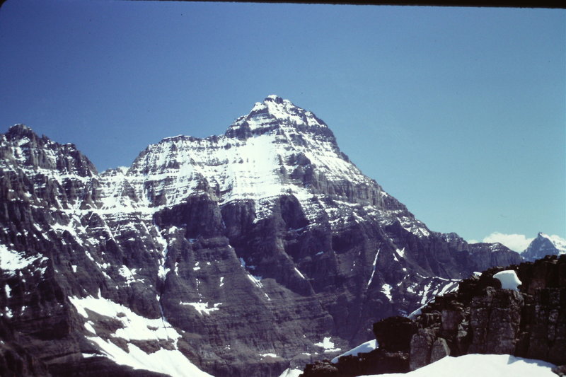 Mt Hungabee from the Lake O'Hara side taken from Mt Schaffer