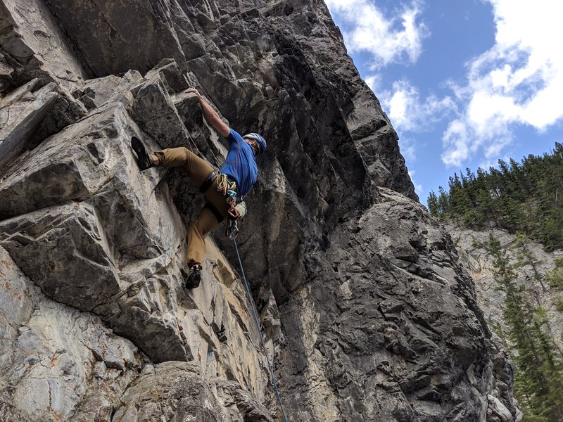 Matt working the crux