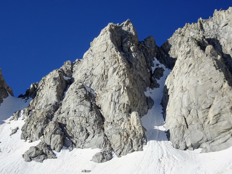 looking up the couloir from below