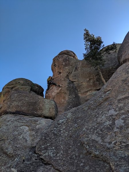 Don't deck on the boulder behind you. The crux is height-dependent.