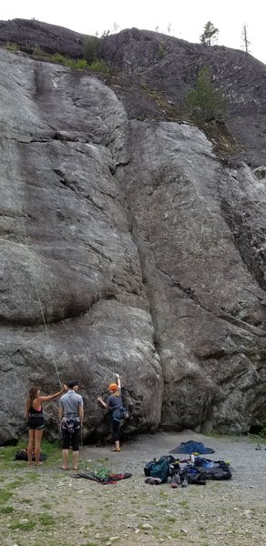 Climber getting ready to toprope Bolt from the Blue