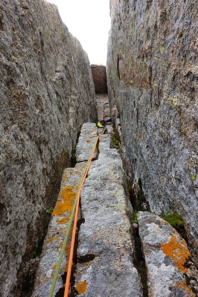 The top of Black Dagger pitch 2, in the Black Dagger chimney.