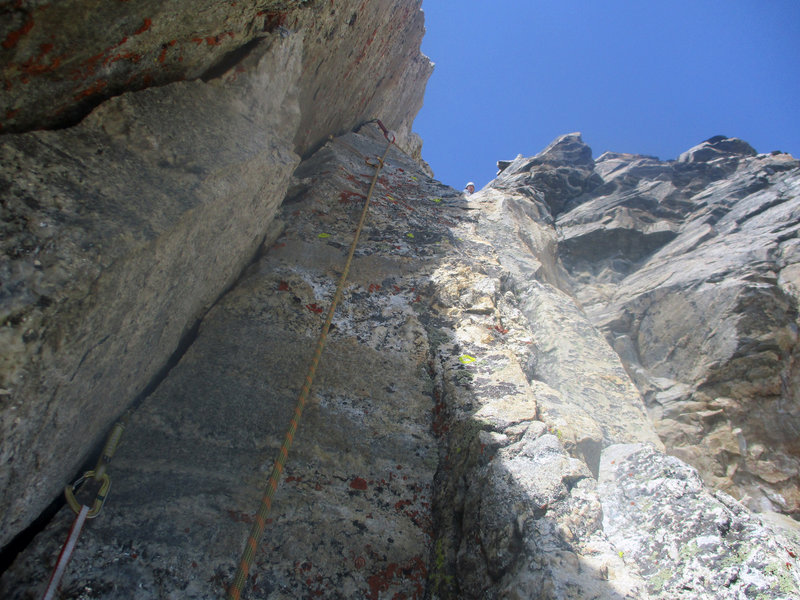 Final section of the second pitch to our off-route variation.