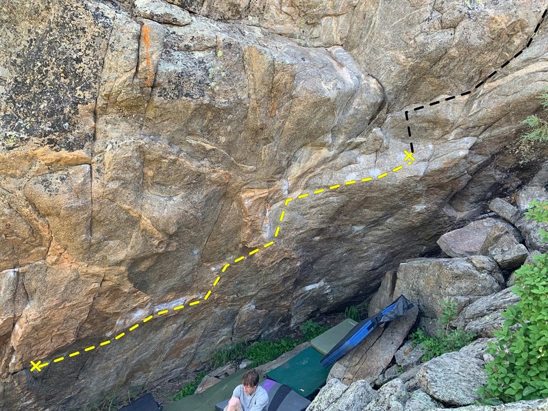 Falcor - you can drop off at the yellow X or follow black line to link into Flake Right (5.9) for full value.