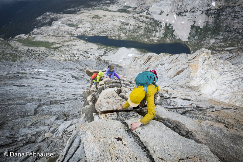Scrambling up through the 5th class sections just before a little snow and lightning storm. Scary!
<br>
Photo by www.danafelthauser.com