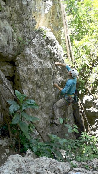 This is the crimpy bottom section, but it's just the warm-up for the rest of the route.