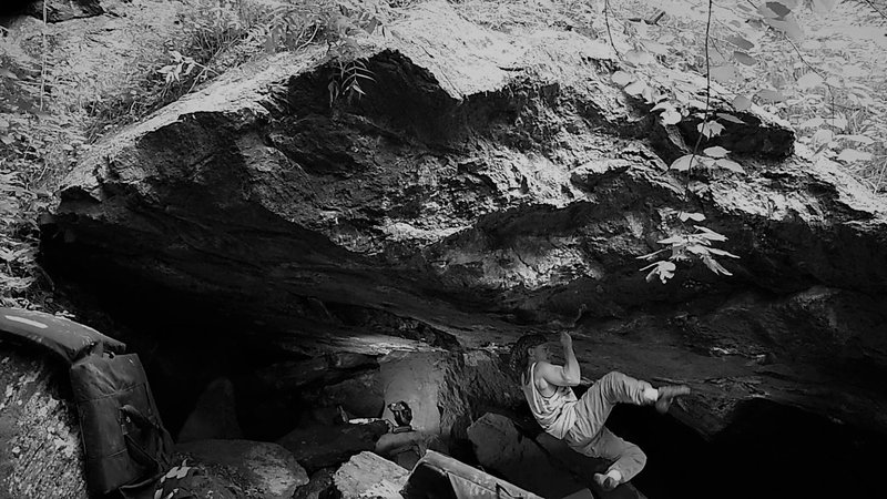 Trying to hold the crux foot-cut!