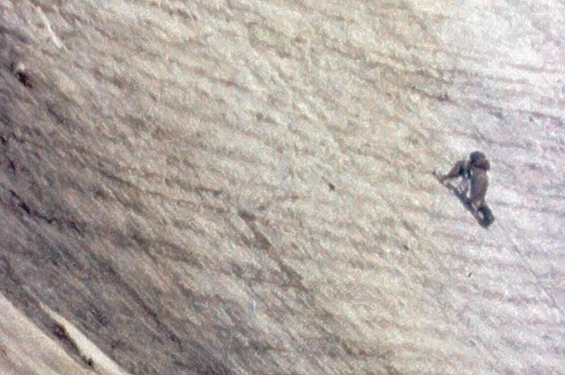 Photo 3 - Leading up the glacial ice towards the SE Ridge (from Super 8 film)