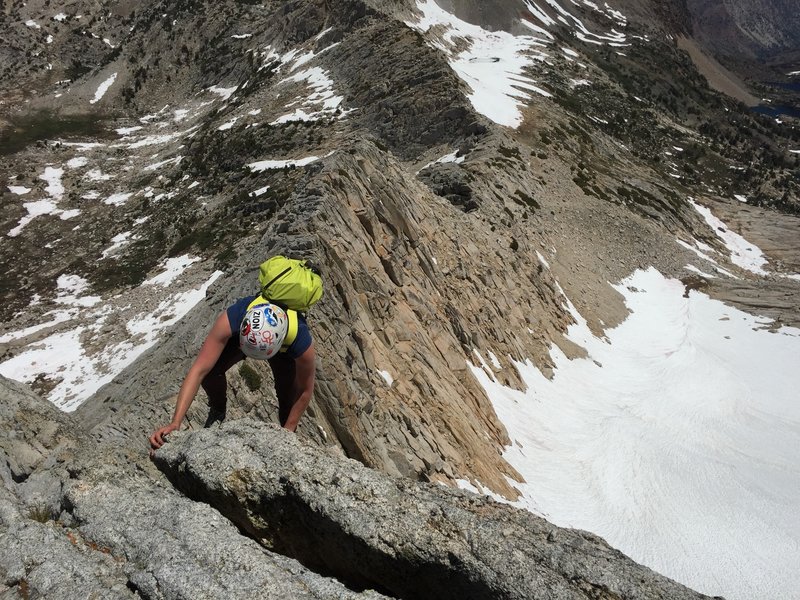 Annie high up on the North Ridge of North Peak