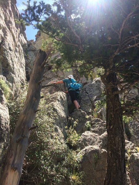 Scrambling on easier terrain