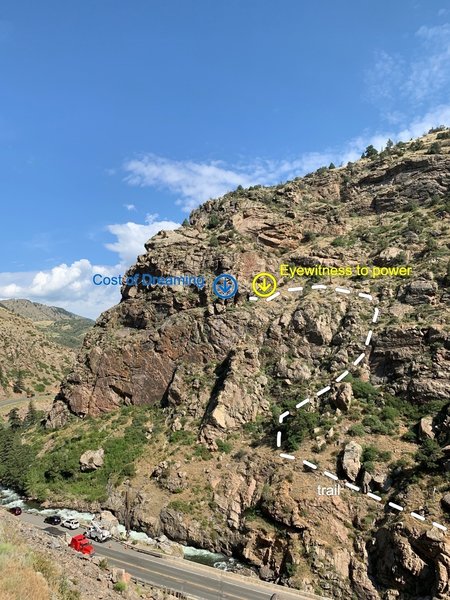 Beta to get to the boulders. Park as for Rainy Day Cliff or Red Slab.
