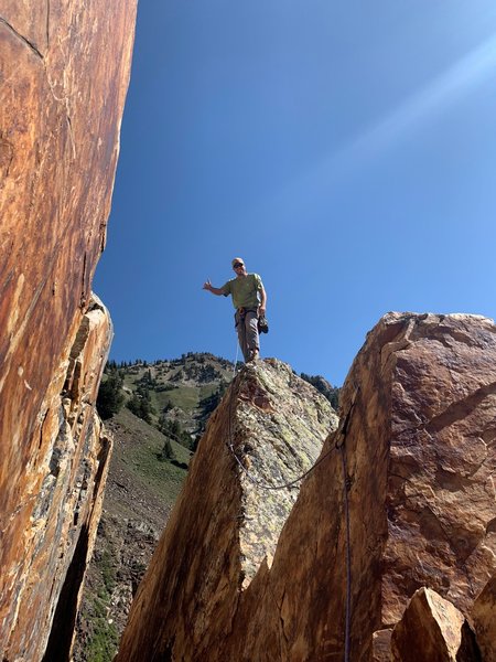 The downclimb on pitch 1 or 2 depending how you pitch it out. Stevie Nacho Abides.