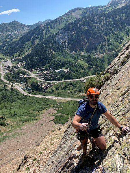 First Ascentionist Sam Huton on the Suicide Slab.