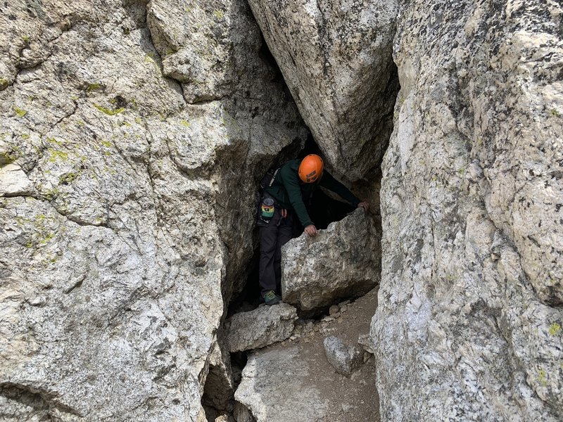 Brennen coming back through the Eye of the Needle on the descent