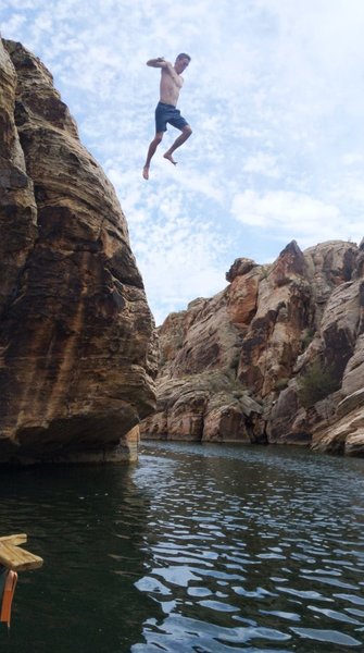 Sawyer jumping from the top of Thievius Raccoonus