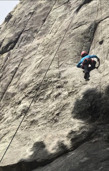 Neil approaching the dihedral. At nine he amazes me.