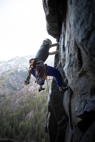 Nicole figuring out the crux moves