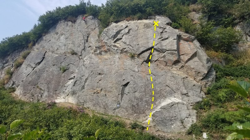 Follow the dotted line on the right end of a cliff.