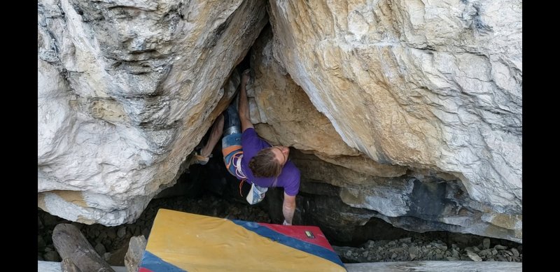 Viewing the route from the belay, where normal people hang.