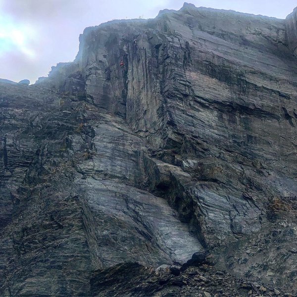 Jason snapping this great photo of Chris and I putting in the anchor a top is to routes in progress on the north side of the main buttress at Worthington.