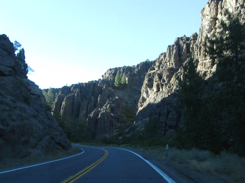 A view of the road/canyon as you go through the "pinnacles" area. This part of the canyon is scenic, but the rock quality looks more questionable.