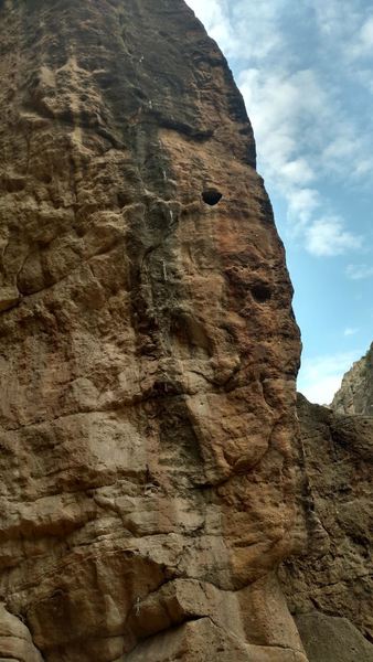 This is the right route on the arete without the quickdraws