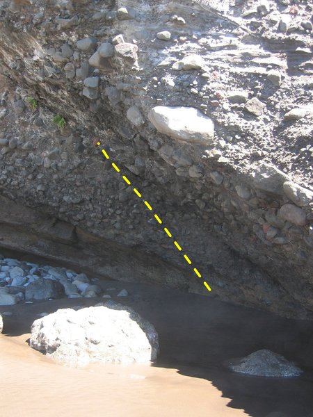 Red Balloon in the conglomerate cave at El Zonte, El Zalvador.