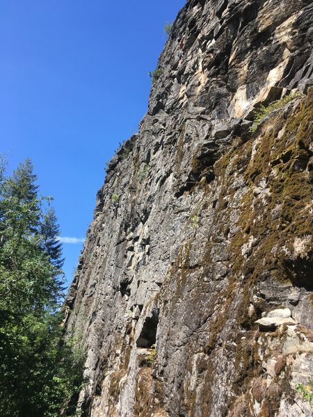 The center of Outlaw Wall. The four main routes go up the middle here.