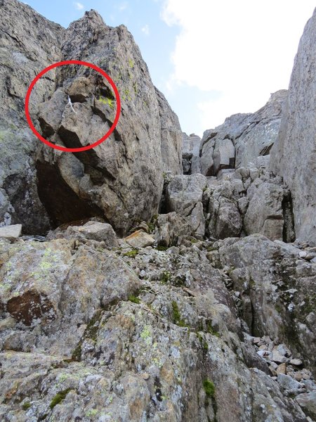Left Chimney of N Wall, old sling.