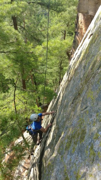 Adam climbing the start