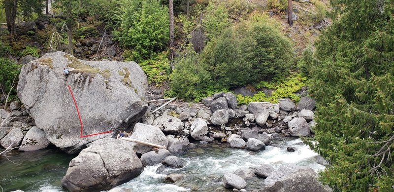 To get over there you can either walk a couple hundred yards upstream to a dry crossing.....or get naked and shimmy across the small boulders just left of center in this photo. Obviously the flow is going to dictate this. Photo from 9/15/19