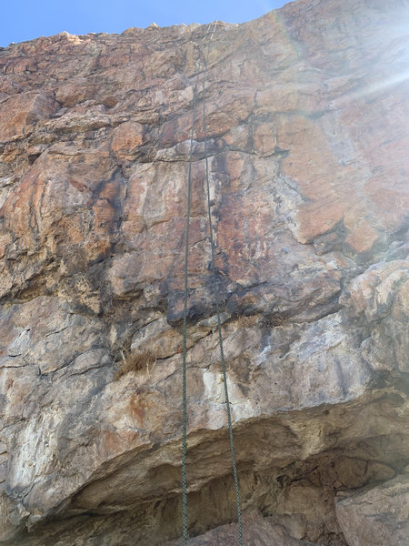 Ropes hangs over approximate path of the route.