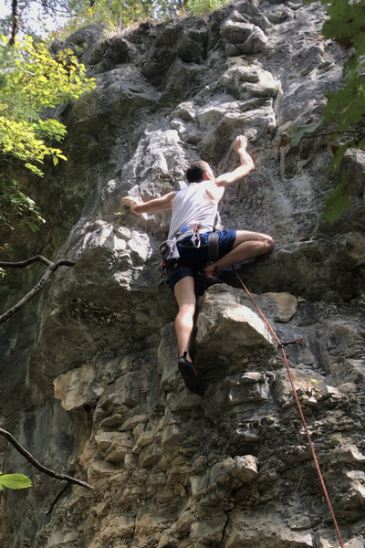 Reaching for the side pull