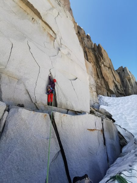 Starting up the first pitch of Speed of Life on a late season ascent. Photo by Natalie Afonina