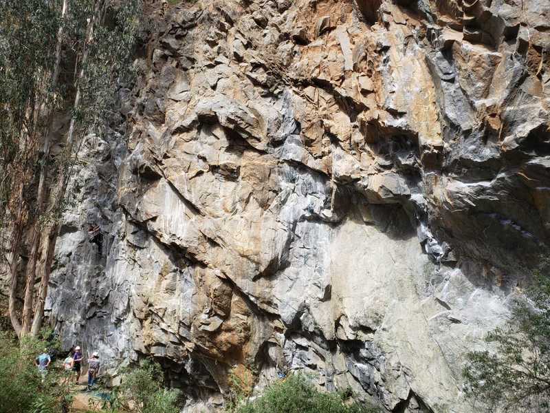 A large portion of the 5.11-5.13 climbing on the wall. Routes are about 10ft apart