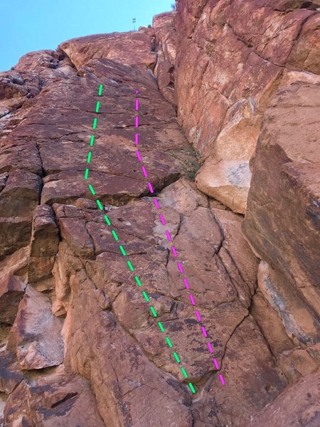 Looking up at Pole Dancing Dragons(5.8) and Seats of Evil(5.8), between Rocket Man(5.11a) and First Dance(5.10c/d)<br>
**Wear helmets and keep eye for rockfall, new area**