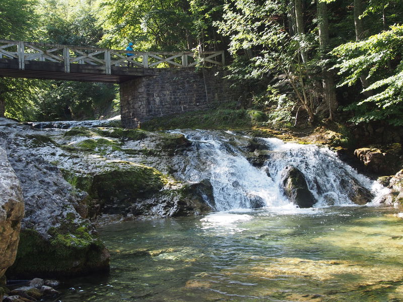 Bridge (about (2 km in) where you cross back to main road to access the waterfalls.