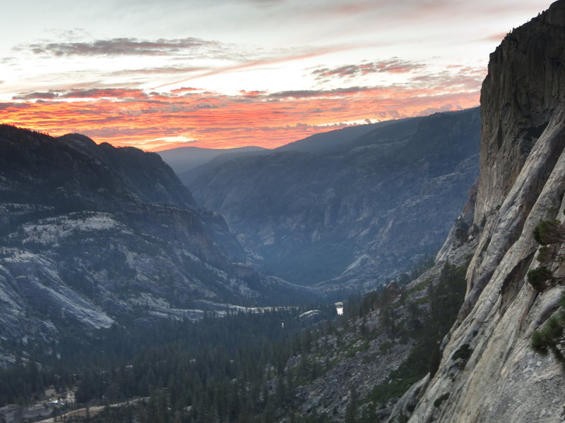 Looking down canyon at sunset