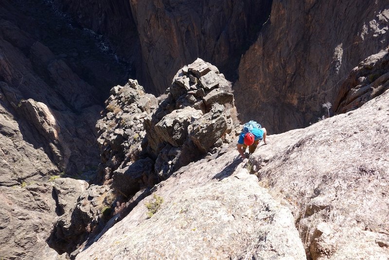 An exposed section just below the rim. This might be the low 5th mentioned in some route descriptions.