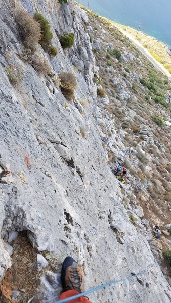 Looking back at a couple climbers enjoying Rumba.