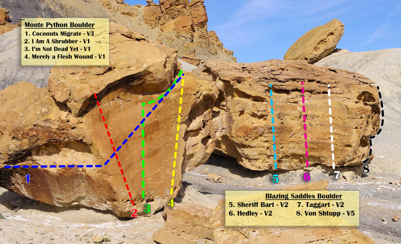 Climbing in Monte Python Boulder, South Central Utah