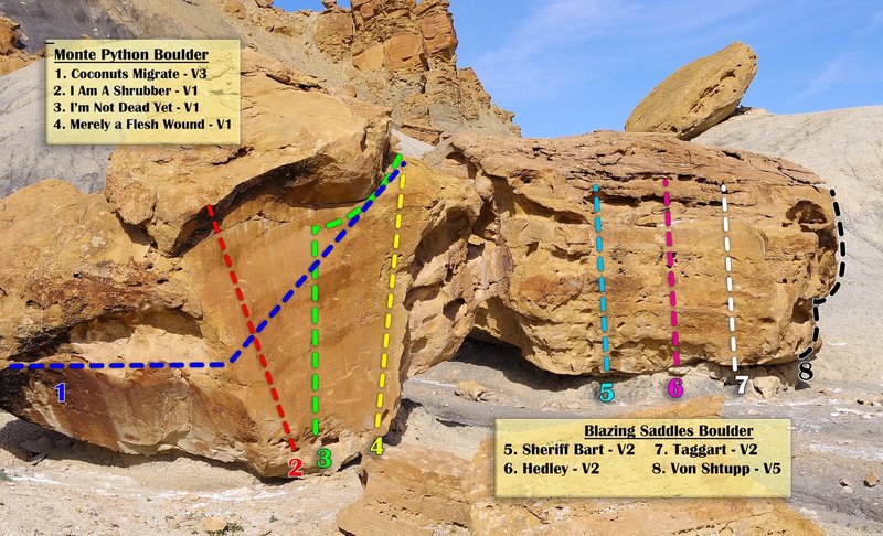 Monte Python and Blazing Saddles Boulder topos.